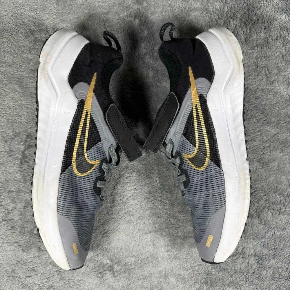 Nike Downshifter 12 Next Nature Velcro Running Shoe Grey Metallic Gold No Tie